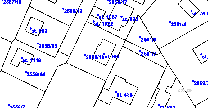 Parcela st. 985 v KÚ Nespeky, Katastrální mapa