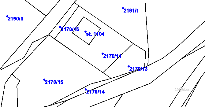 Parcela st. 2170/11 v KÚ Nespeky, Katastrální mapa