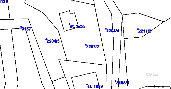Parcela st. 2207/2 v KÚ Nespeky, Katastrální mapa