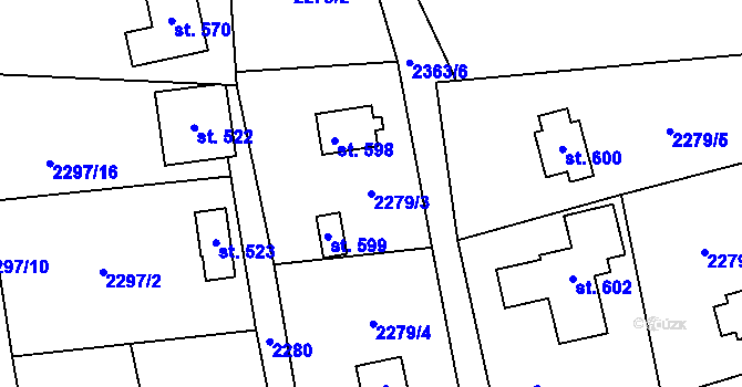 Parcela st. 2279/3 v KÚ Nespeky, Katastrální mapa