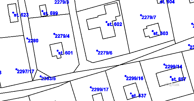 Parcela st. 2279/6 v KÚ Nespeky, Katastrální mapa