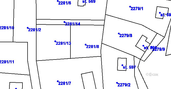 Parcela st. 2281/8 v KÚ Nespeky, Katastrální mapa