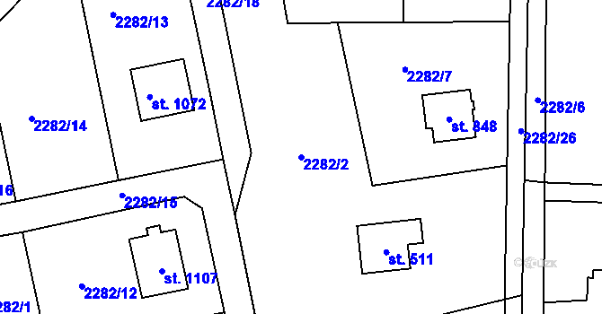 Parcela st. 2282/2 v KÚ Nespeky, Katastrální mapa