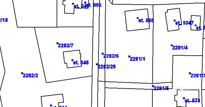 Parcela st. 2282/6 v KÚ Nespeky, Katastrální mapa