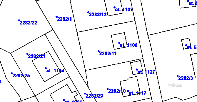Parcela st. 2282/11 v KÚ Nespeky, Katastrální mapa