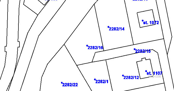 Parcela st. 2282/16 v KÚ Nespeky, Katastrální mapa