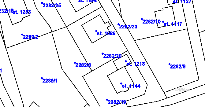 Parcela st. 2282/20 v KÚ Nespeky, Katastrální mapa