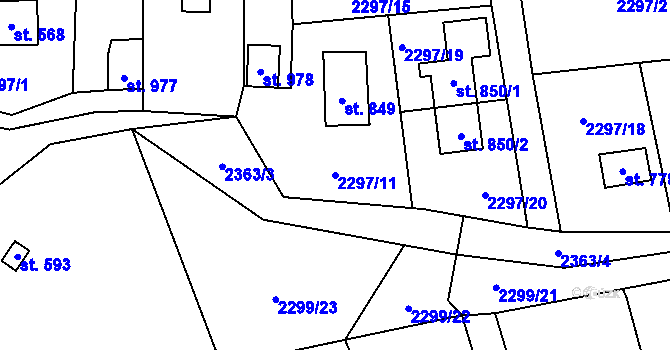 Parcela st. 2297/11 v KÚ Nespeky, Katastrální mapa