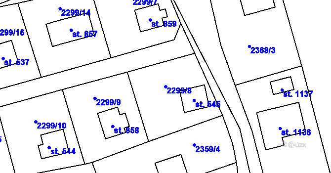 Parcela st. 2299/8 v KÚ Nespeky, Katastrální mapa