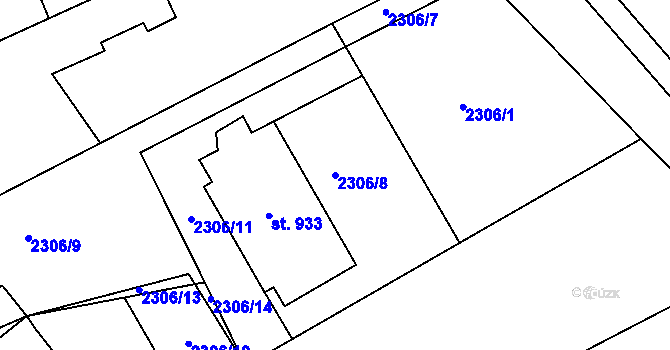 Parcela st. 2306/8 v KÚ Nespeky, Katastrální mapa