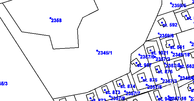 Parcela st. 2345/1 v KÚ Nespeky, Katastrální mapa