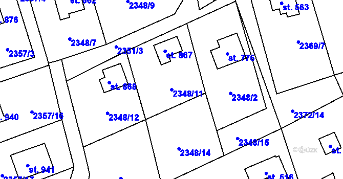 Parcela st. 2348/11 v KÚ Nespeky, Katastrální mapa