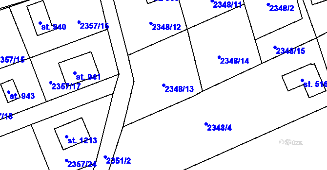 Parcela st. 2348/13 v KÚ Nespeky, Katastrální mapa