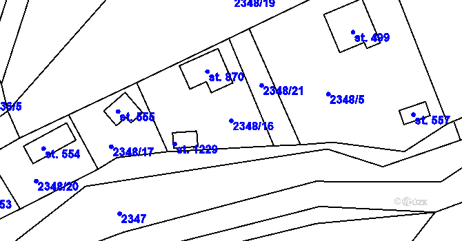 Parcela st. 2348/16 v KÚ Nespeky, Katastrální mapa