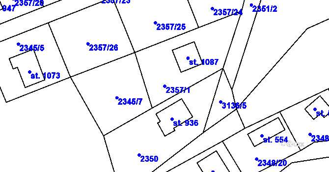 Parcela st. 2357/1 v KÚ Nespeky, Katastrální mapa