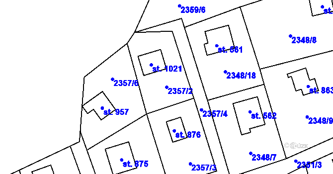 Parcela st. 2357/2 v KÚ Nespeky, Katastrální mapa