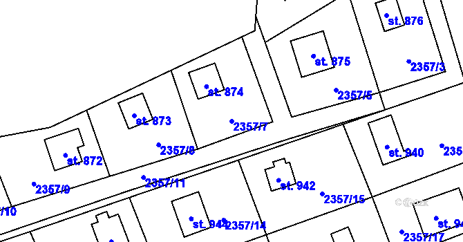 Parcela st. 2357/7 v KÚ Nespeky, Katastrální mapa