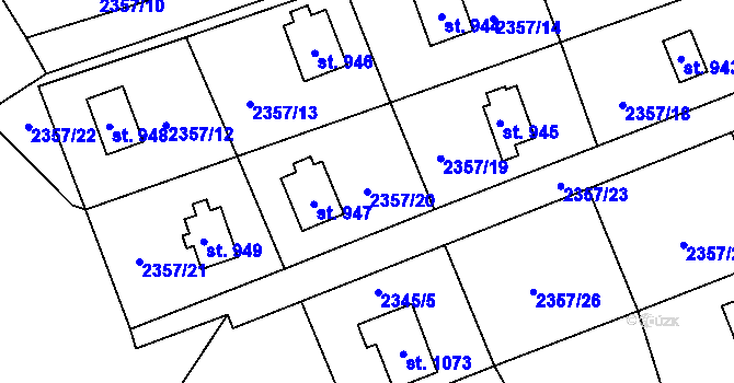 Parcela st. 2357/20 v KÚ Nespeky, Katastrální mapa