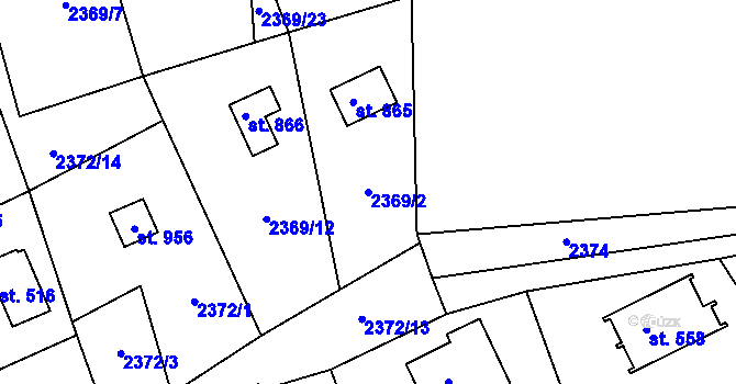 Parcela st. 2369/2 v KÚ Nespeky, Katastrální mapa