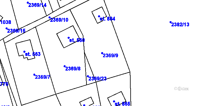 Parcela st. 2369/9 v KÚ Nespeky, Katastrální mapa