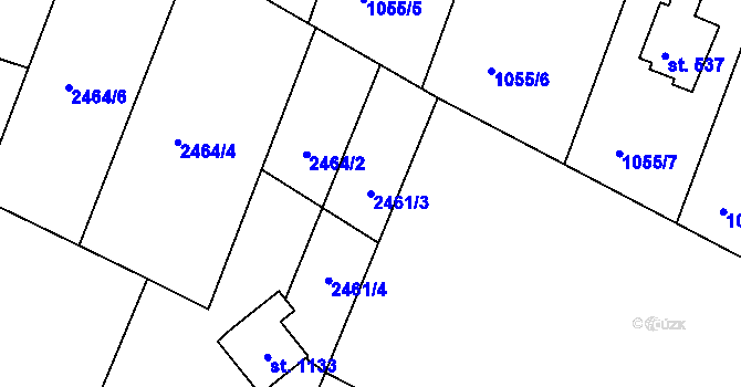 Parcela st. 2461/3 v KÚ Nespeky, Katastrální mapa