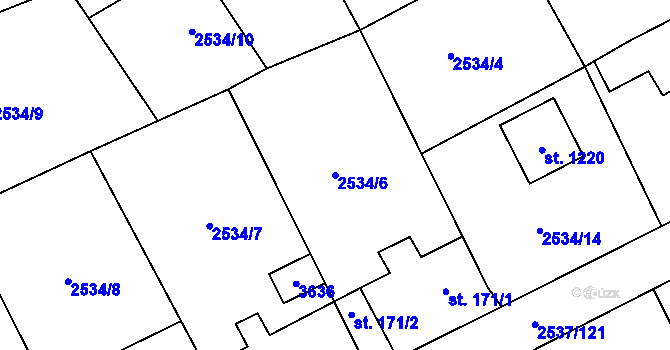 Parcela st. 2534/6 v KÚ Nespeky, Katastrální mapa