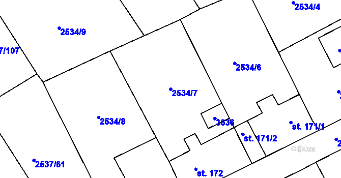 Parcela st. 2534/7 v KÚ Nespeky, Katastrální mapa