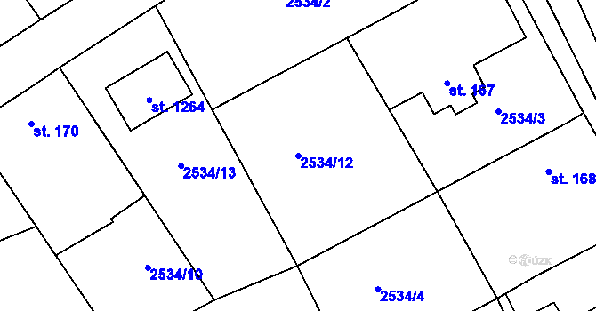 Parcela st. 2534/12 v KÚ Nespeky, Katastrální mapa