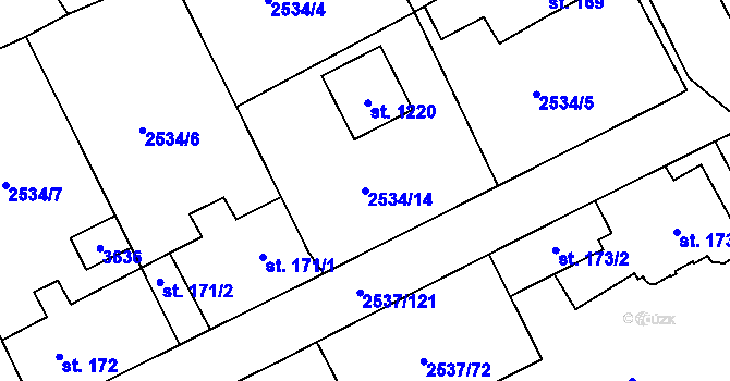 Parcela st. 2534/14 v KÚ Nespeky, Katastrální mapa