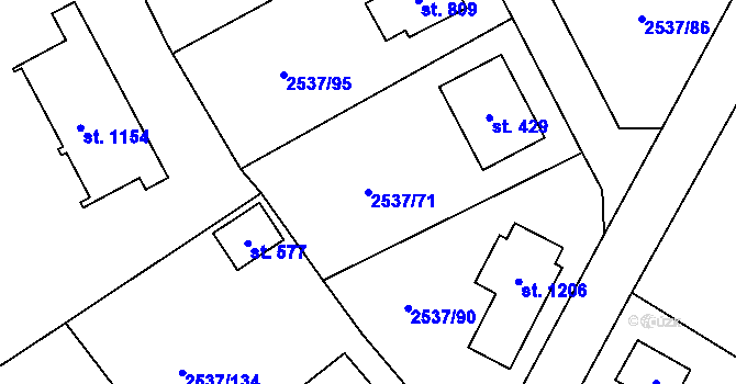 Parcela st. 2537/71 v KÚ Nespeky, Katastrální mapa