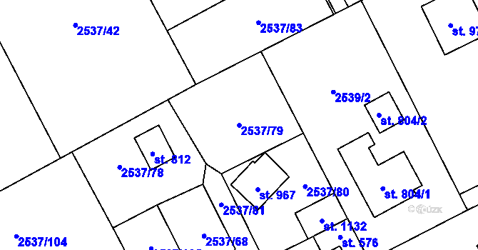 Parcela st. 2537/79 v KÚ Nespeky, Katastrální mapa