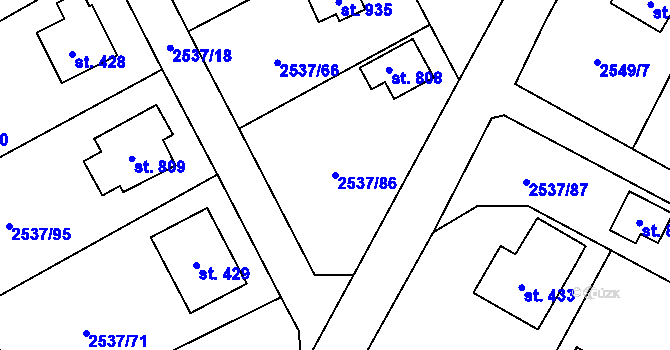 Parcela st. 2537/86 v KÚ Nespeky, Katastrální mapa