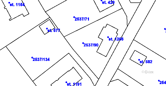 Parcela st. 2537/90 v KÚ Nespeky, Katastrální mapa