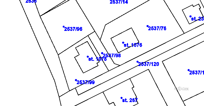 Parcela st. 2537/98 v KÚ Nespeky, Katastrální mapa