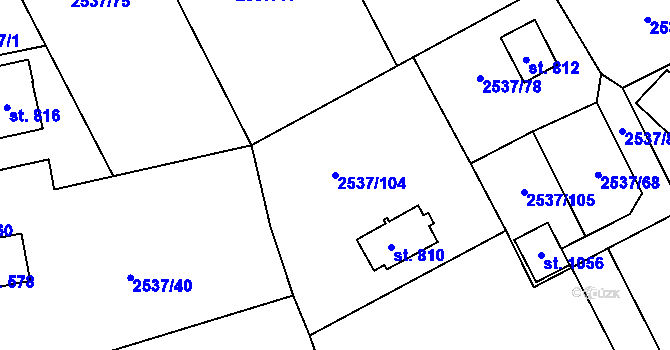 Parcela st. 2537/104 v KÚ Nespeky, Katastrální mapa
