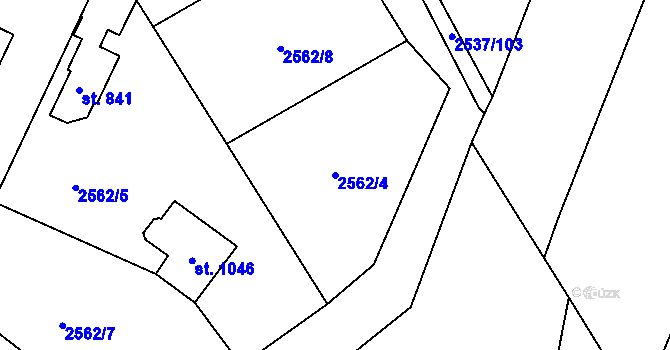 Parcela st. 2562/4 v KÚ Nespeky, Katastrální mapa