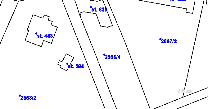 Parcela st. 2566/4 v KÚ Nespeky, Katastrální mapa