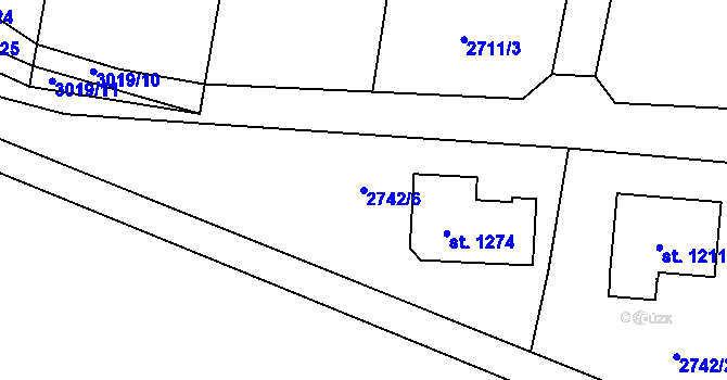 Parcela st. 2742/6 v KÚ Nespeky, Katastrální mapa