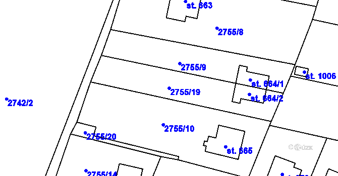 Parcela st. 2755/19 v KÚ Nespeky, Katastrální mapa
