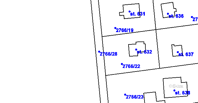 Parcela st. 2766/28 v KÚ Nespeky, Katastrální mapa