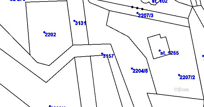 Parcela st. 3157 v KÚ Nespeky, Katastrální mapa