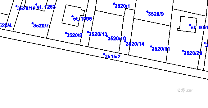 Parcela st. 3515/2 v KÚ Nespeky, Katastrální mapa