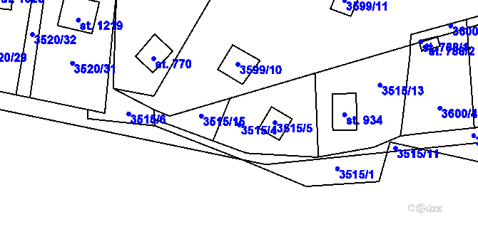 Parcela st. 3515/4 v KÚ Nespeky, Katastrální mapa