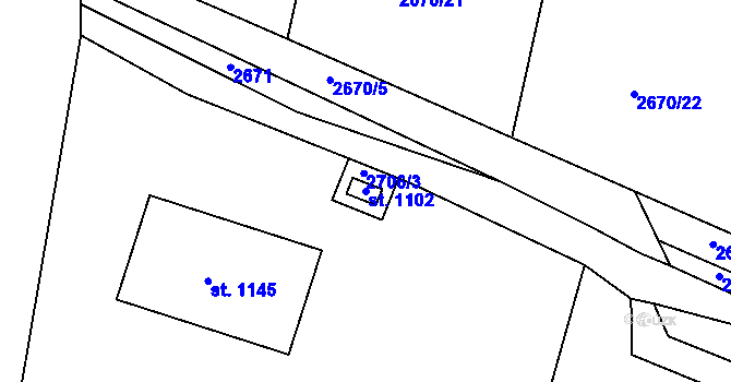 Parcela st. 1102 v KÚ Nespeky, Katastrální mapa