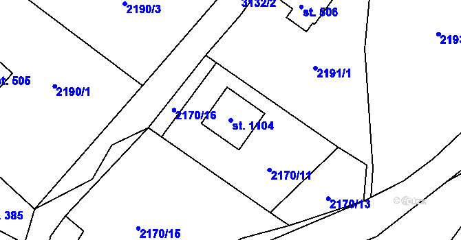 Parcela st. 1104 v KÚ Nespeky, Katastrální mapa