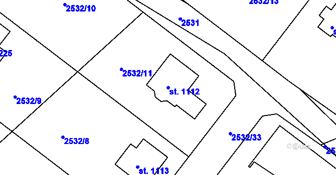 Parcela st. 1112 v KÚ Nespeky, Katastrální mapa