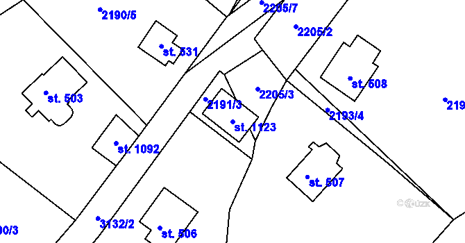 Parcela st. 1123 v KÚ Nespeky, Katastrální mapa