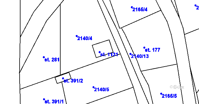 Parcela st. 1131 v KÚ Nespeky, Katastrální mapa