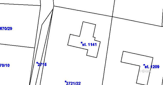 Parcela st. 1141 v KÚ Nespeky, Katastrální mapa