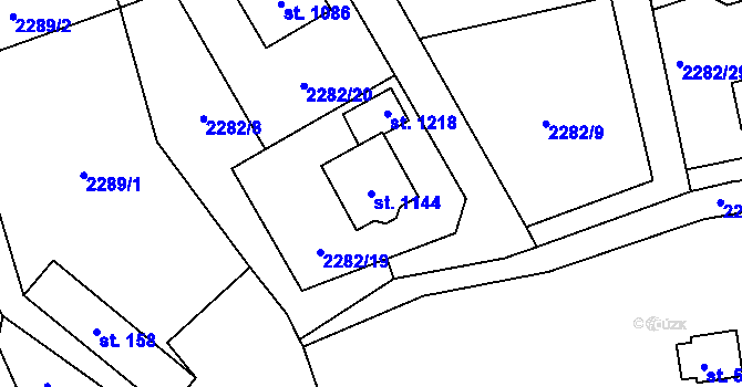 Parcela st. 1144 v KÚ Nespeky, Katastrální mapa
